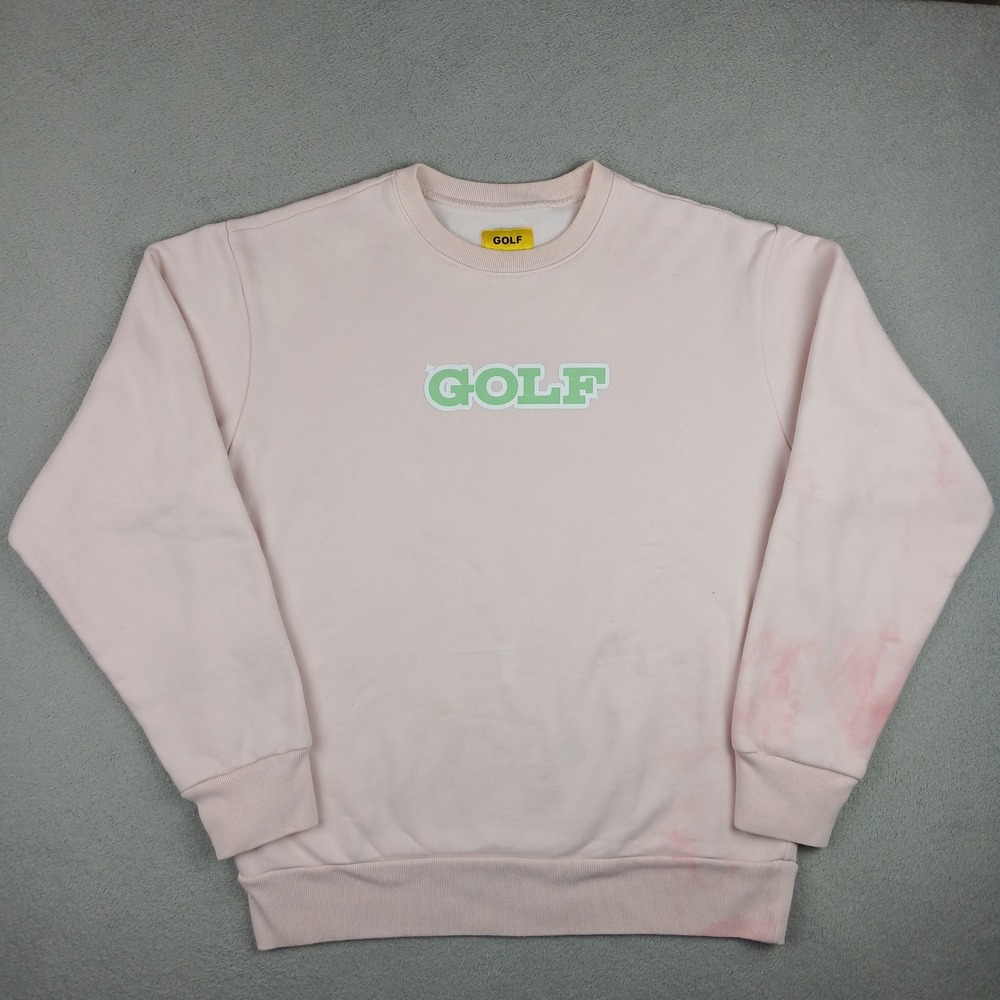 GOLF WANG Crewneck Sweatshirt Men Large Pink Green Logo Streetwear Pullover 4054